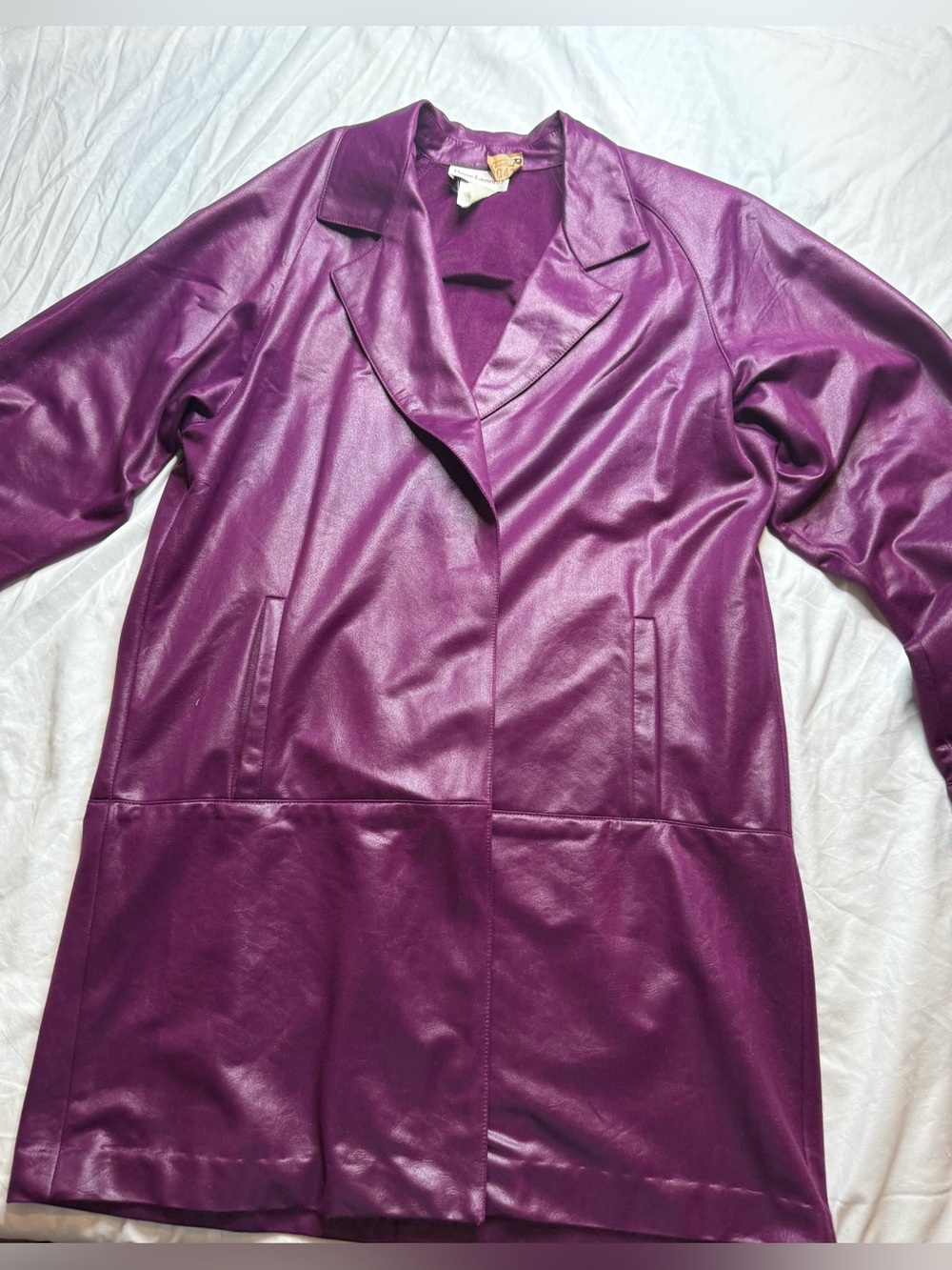 Purple Violet Vintage Pierre Lamonte Trench Coat or Long Blazer #1980s #1990s